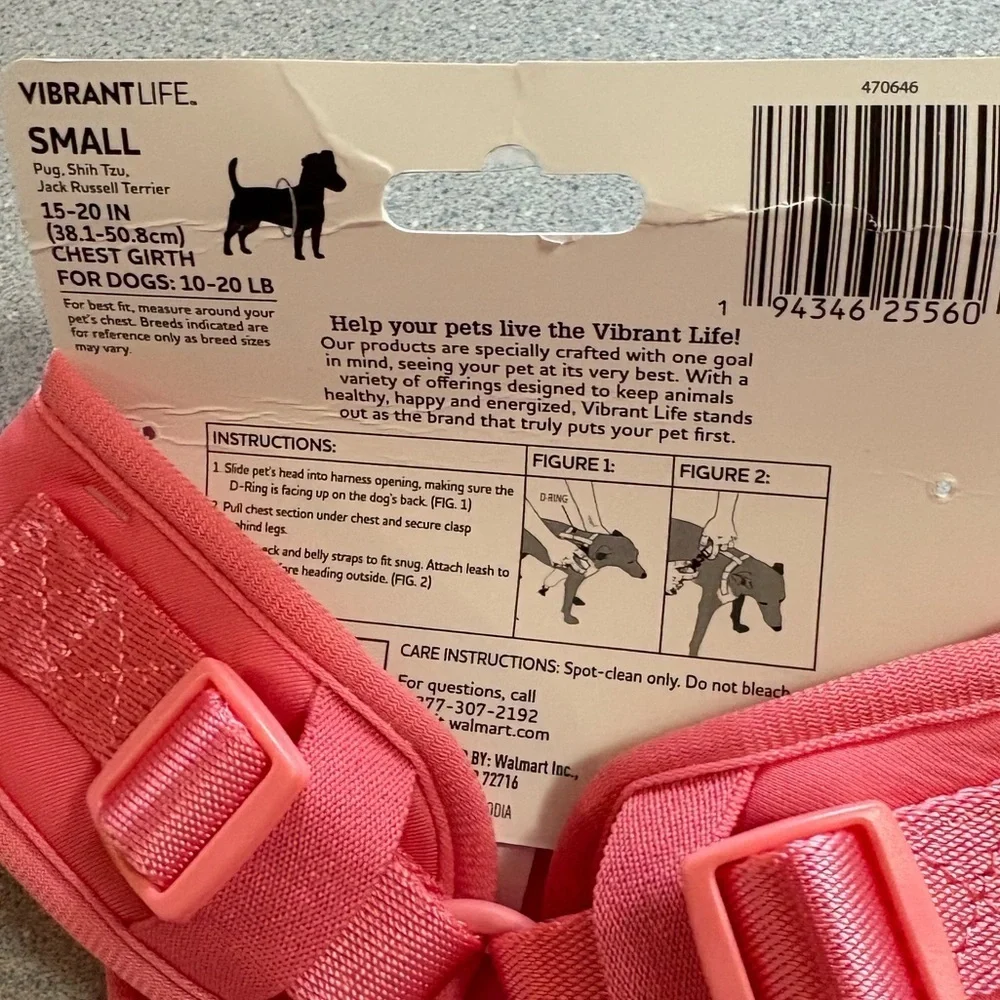 New Small  Vibrant Pink Pet Harness Adjustable straps  Comfortable padding